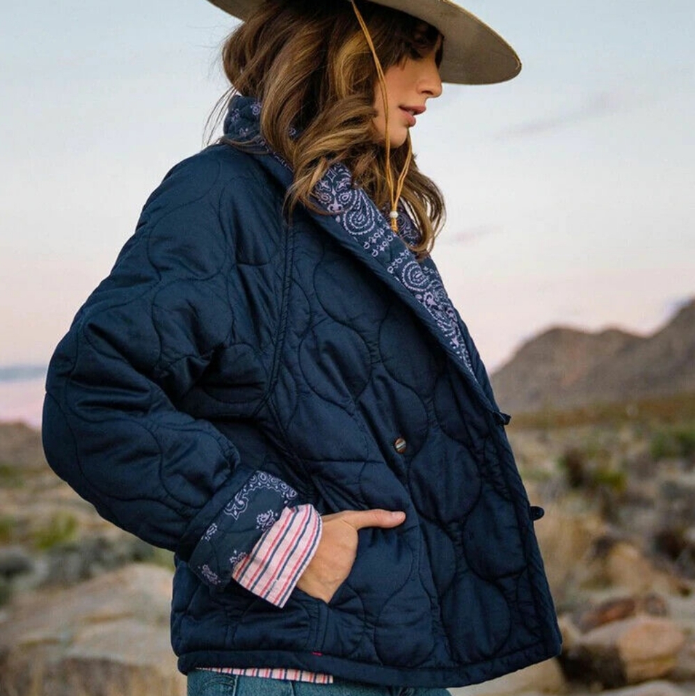 EUC Xírena Quilted, Paisley, Button Closure, "Harlowe Puffer Jacket", Women's SM